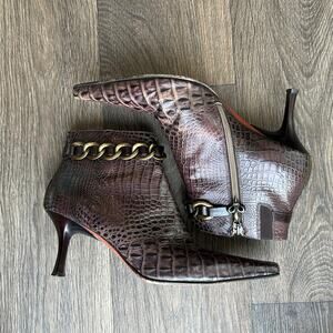 Donald J Pliner Couture Brown Leather Pointed Toe Booties Size 7